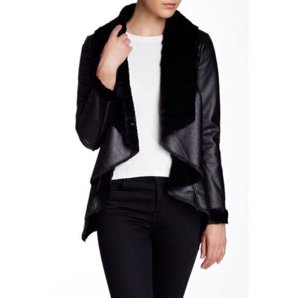 Dress Barn Jackets & Blazers - Dress Barn Black faux Shearling coat drape front 🖤 WARM size medium beautiful!